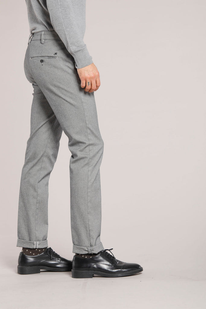 Torino Prestige man cotton modal chino pants with micro patterned slim
