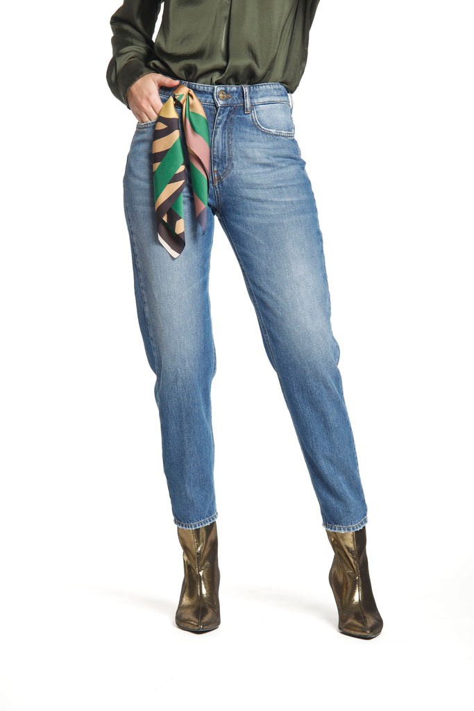 Immagine 2 di pantalone 5 tasche da donna in denim colore blu navy modello Agnes di Mason's