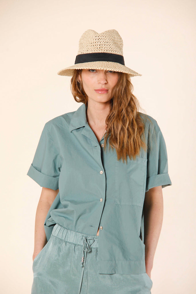 immagine 1 di camicia da donna a maniche corte in popeline modello Florida colore verde menta di Mason's 