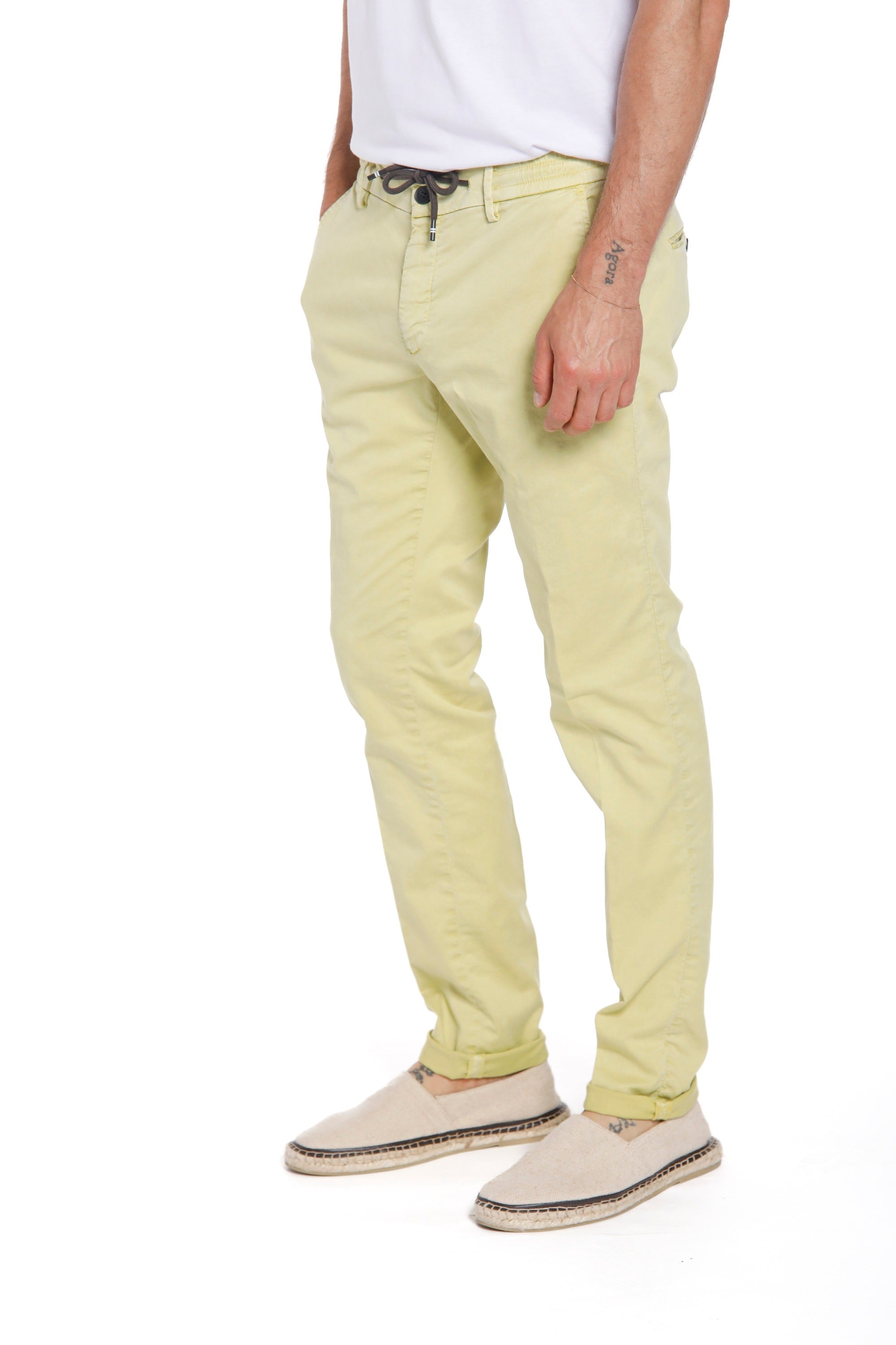 Milano Jogger - Chino-Jogginghose für Herren aus Baumwolle und Tencel extra slim Passform