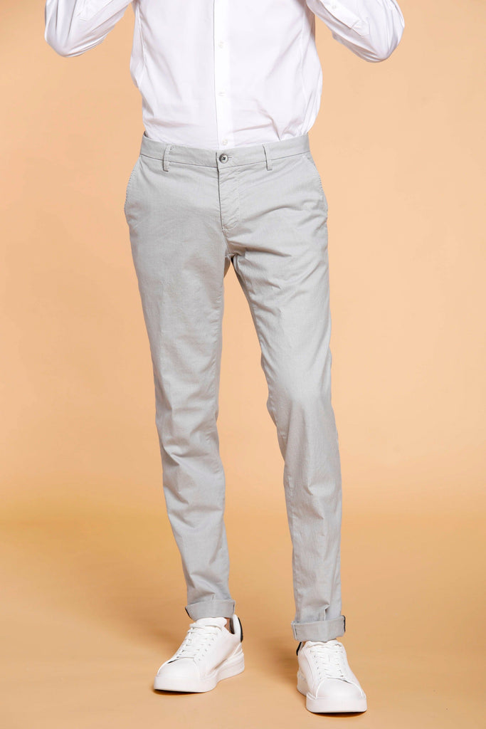 Milano Style man chino pants in cotton and tencel with micro pattern extra slim