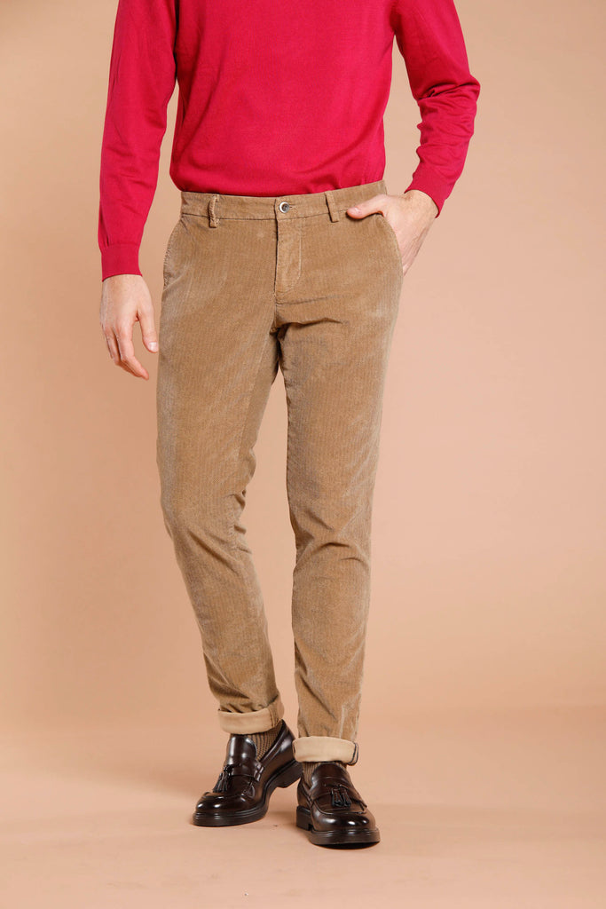 Milano Style man velvet chino pant with micro pattern extra slim fit