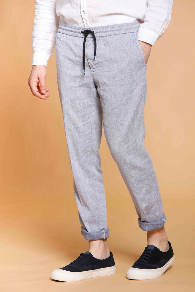 New York man chino pants in linen and cotton with drawstring regular