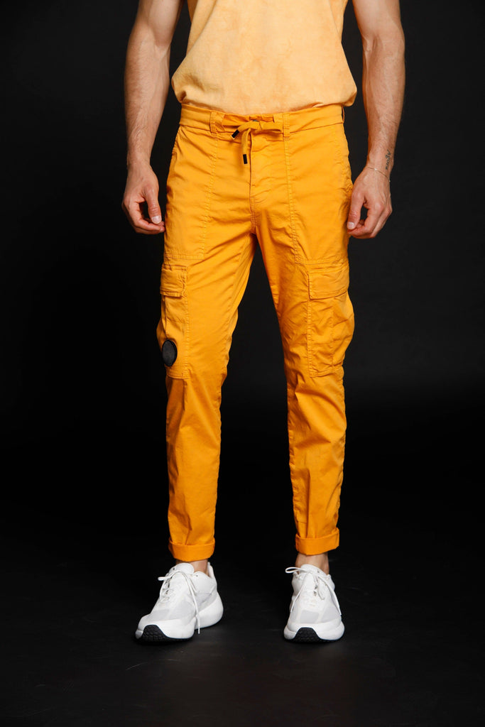Rio de Janeiro man cargo pants in stretch nylon and gabardine Logo edition carrot fit ①